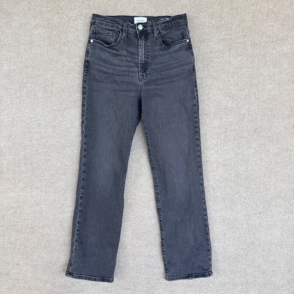 FRAME‎ Le Jane Ankle High Rise Straight Leg Jeans Faded Black Size 27